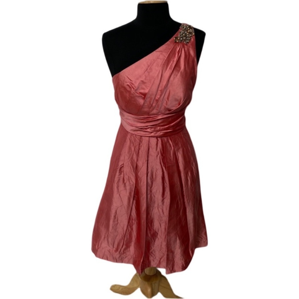 Kay Unger One-Shoulder Rose Pink Cocktail Dress